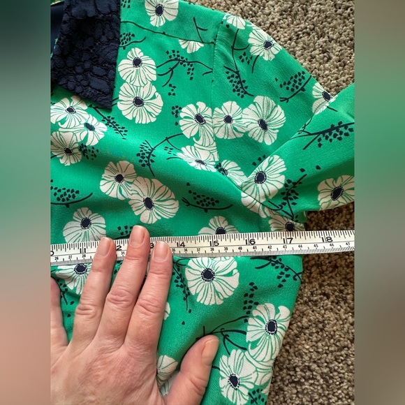 Draper James Hilltop Garden Shirtdress Floral Silk Print Lace collar Gold Button - Picture 6 of 10